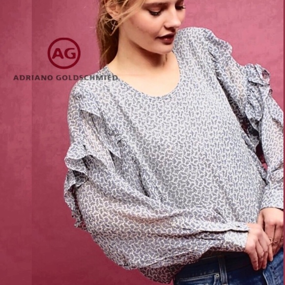 Ag Adriano Goldschmied Tops - AG Adriano Goldschmied Bijou Floral Ruffle Boho Style Blouse